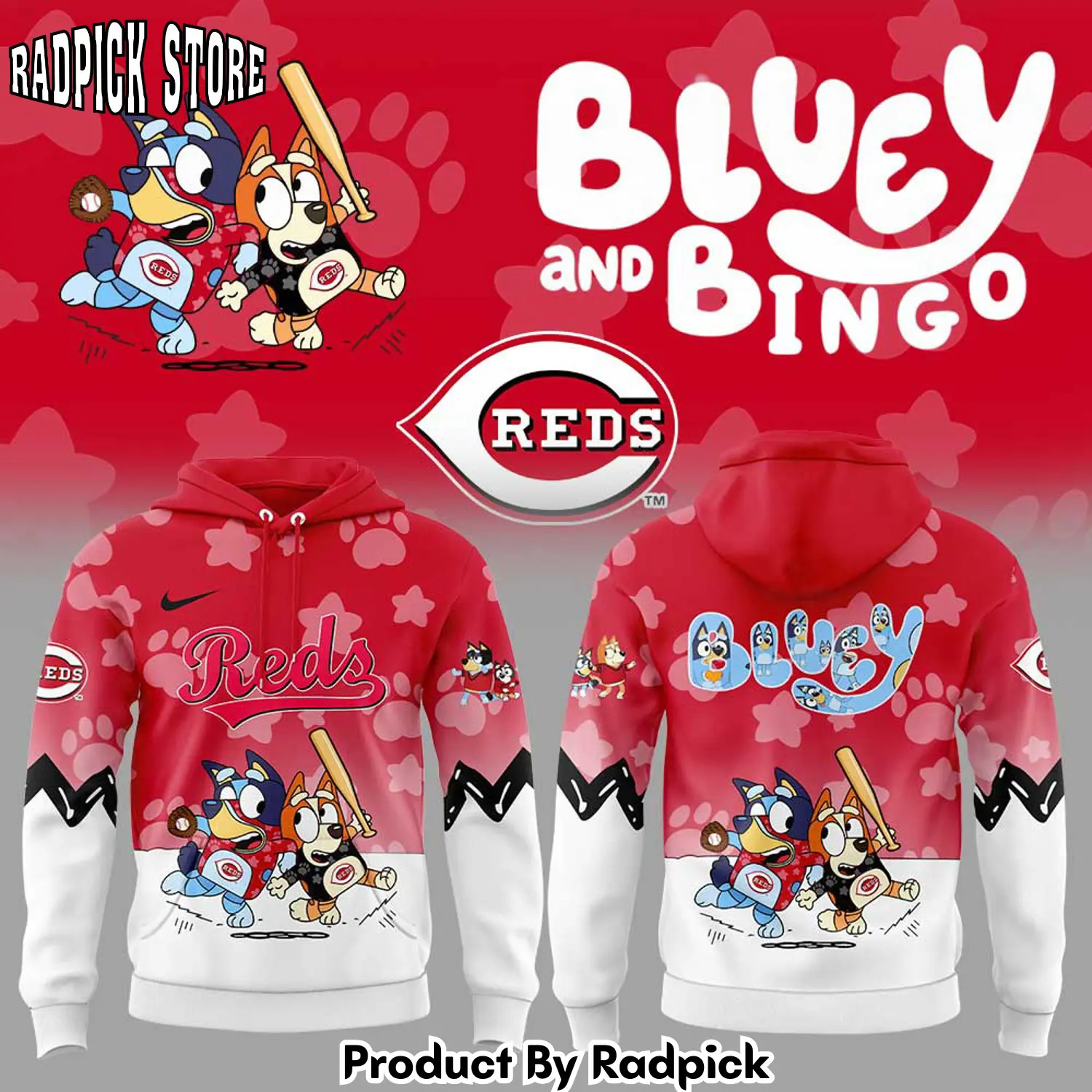 Cincinnati reds bluey and bingo hoodie joggers hoodie and long pants set rp291855